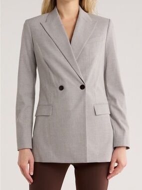 Theory Women's Peak Lapel Double-Breasted Checked Blazer